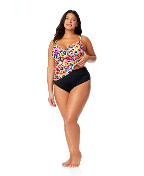 Women's Plus Gradient Floral Twist Front Underwire Tankini Swim Top(Womens Plus Gradient Floral Twist Front Underwire Tankini Swim Top) -Simply Bikini Store 25PT23313 MULT MYPB36001 BLK 699 scaled