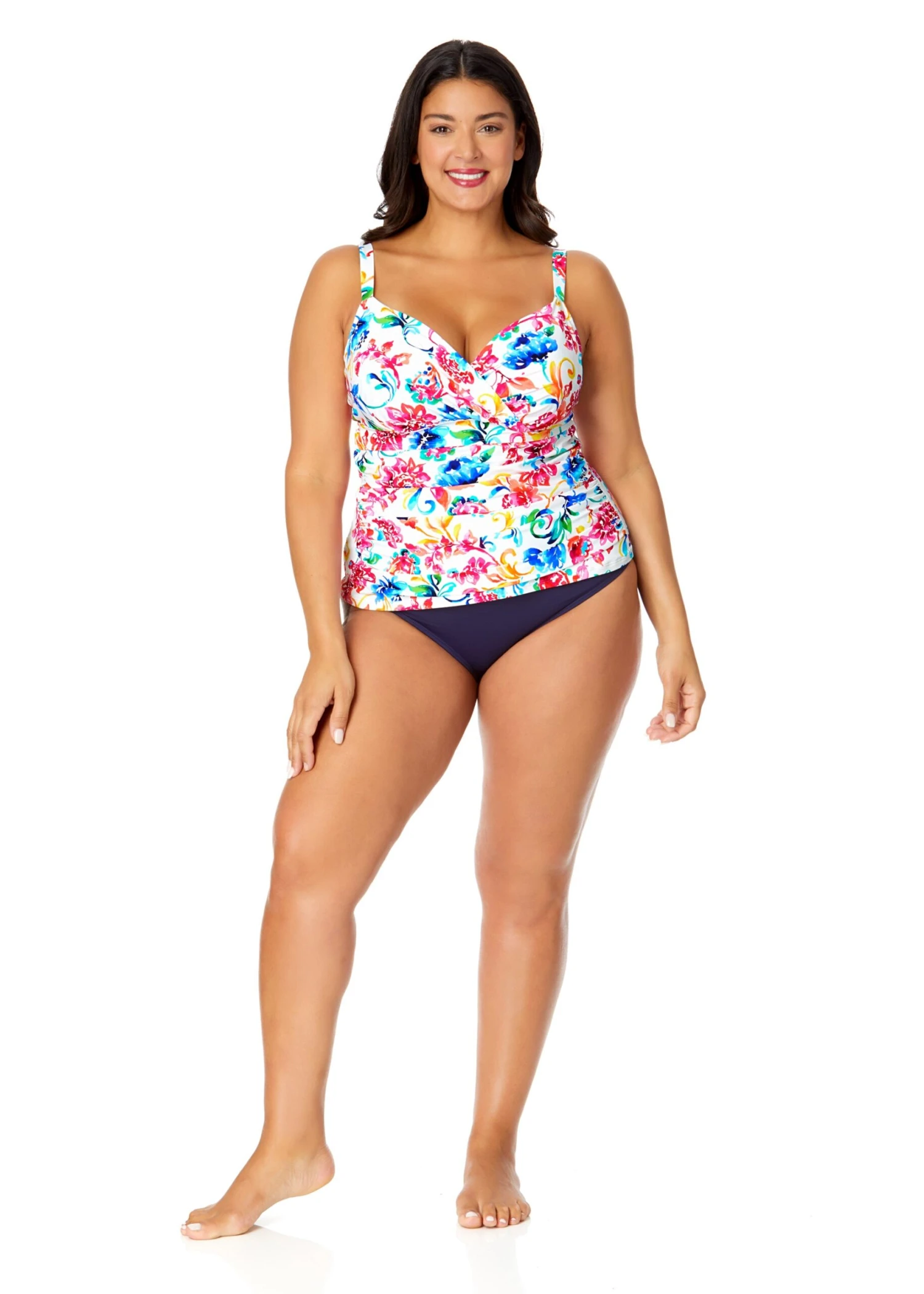 Women's Plus Watercolor Paisley Twist Front Underwire Tankini Swim Top(Womens Plus Watercolor Paisley Twist Front Underwire Tankini Swim Top) 5 Women's Plus Watercolor Paisley Twist Front Underwire Tankini Swim Top(Womens Plus Watercolor Paisley Twist Front Underwire Tankini Swim Top) - Image 3