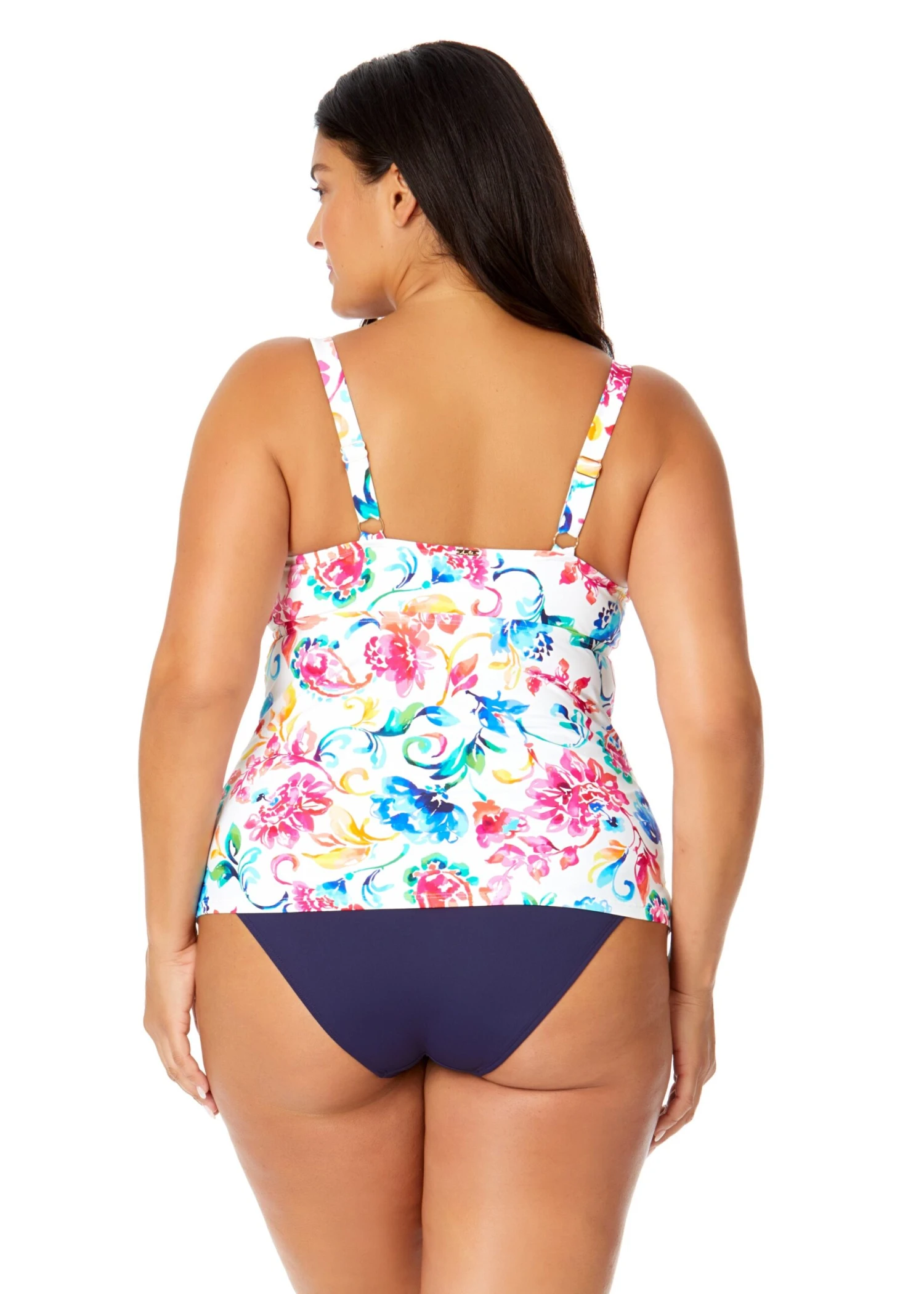Women's Plus Watercolor Paisley Twist Front Underwire Tankini Swim Top(Womens Plus Watercolor Paisley Twist Front Underwire Tankini Swim Top) 4 Women's Plus Watercolor Paisley Twist Front Underwire Tankini Swim Top(Womens Plus Watercolor Paisley Twist Front Underwire Tankini Swim Top) - Image 2