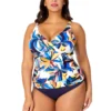 Women's Plus Riviera Floral Hidden Underwire Drape Front Tankini Swim Top(Womens Plus Riviera Floral Hidden Underwire Drape Front Tankini Swim Top) -Simply Bikini Store 25PT25715 MULT MYPB36001 NAVY 2034 FRONT scaled