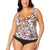 Women's Plus Tiger Dance Ring Front Tankini Swim Top(Womens Plus Tiger Dance Ring Front Tankini Swim Top) 2 Women's Plus Tiger Dance Ring Front Tankini Swim Top(Womens Plus Tiger Dance Ring Front Tankini Swim Top) -Simply Bikini Store 25PT26293 MULT MYPB36001 BLK 1717 FRONT scaled