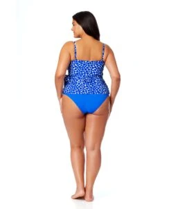 Women's Plus Denim Dot Wrap Tie Tankini Swim Top(Womens Plus Denim Dot Wrap Tie Tankini Swim Top) -Simply Bikini Store 25PT26712 DEPR MYPB36001 AZUR 253