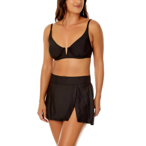 Anne Cole - Women's V Wire Elongated Underwire Bikini Swim Top(Anne Cole Womens V Wire Elongated Underwire Bikini Swim Top) -Simply Bikini Store ACST001 BLK ACSS001 BLKFRONT