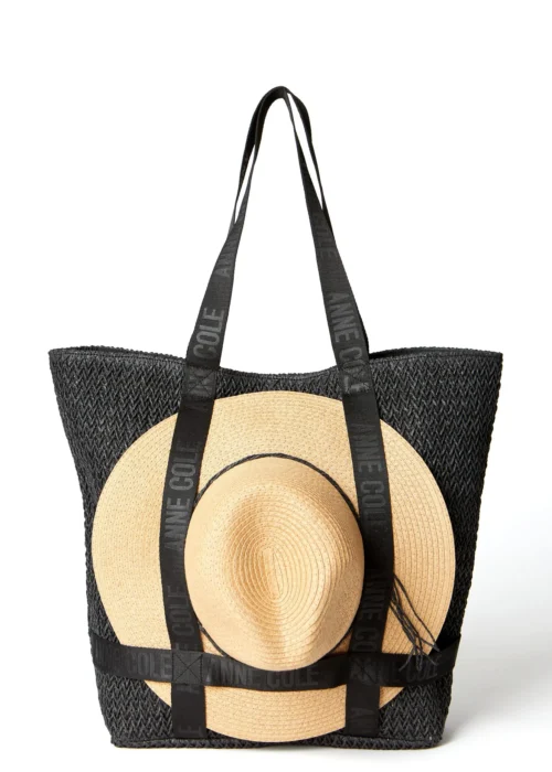 Women's Tote Bag With Straw Hat(Womens Tote Bag With Straw Hat)