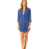 Women's Long Sleeve Button Up Cover Up(Womens Long Sleeve Button Up Cover Up) -Simply Bikini Store CU121525 BLUEINDIGO 1308 scaled