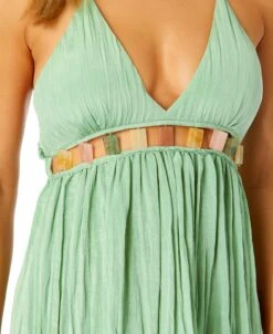 Women's V Neck Jewel Maxi Dress With Spaghetti Straps Cover Up(Womens V Neck Jewel Maxi Dress With Spaghetti Straps Cover Up) -Simply Bikini Store CU12965 BASIL 1593
