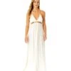 Women's V Neck Jewel Maxi Dress With Spaghetti Straps Cover Up(Womens V Neck Jewel Maxi Dress With Spaghetti Straps Cover Up 1) -Simply Bikini Store CU12965 GARDENIA 15601