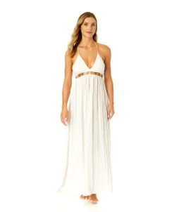 Women's V Neck Jewel Maxi Dress With Spaghetti Straps Cover Up(Womens V Neck Jewel Maxi Dress With Spaghetti Straps Cover Up 1)