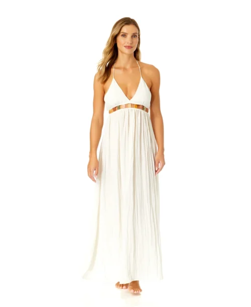 Women's V Neck Jewel Maxi Dress With Spaghetti Straps Cover Up(Womens V Neck Jewel Maxi Dress With Spaghetti Straps Cover Up 1)