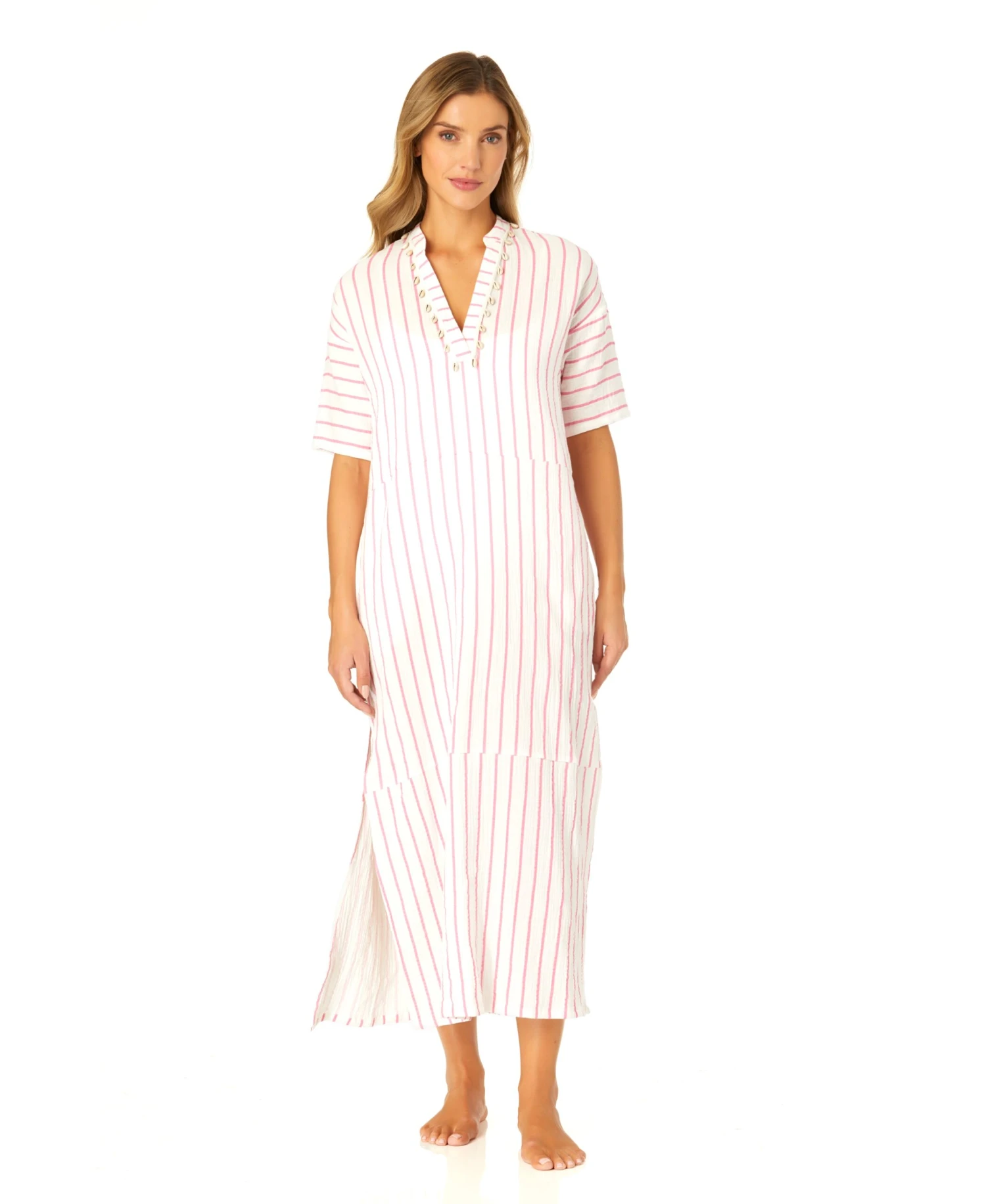 Women's Maxi Dress With Side Slits And Shell Details Cover Up(Womens Maxi Dress With Side Slits And Shell Details Cover Up) 6 Women's Maxi Dress With Side Slits And Shell Details Cover Up(Womens Maxi Dress With Side Slits And Shell Details Cover Up) - Image 4