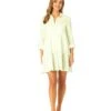 Women's Button Front Long Sleeve Tiered Dress Cover Up(Womens Button Front Long Sleeve Tiered Dress Cover Up) -Simply Bikini Store CU15865 ISLANDSTRIPELIME 1556