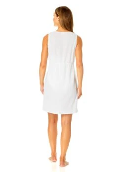 Women's V Neck Dress With Drawstring Waist Detail Cover Up(Womens V Neck Dress With Drawstring Waist Detail Cover Up) 12 Women's V Neck Dress With Drawstring Waist Detail Cover Up(Womens V Neck Dress With Drawstring Waist Detail Cover Up) -Simply Bikini Store CU181705 BRIGHT WHITE 1250