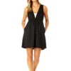 Women's V Neck Dress With Drawstring Waist Detail Cover Up(Womens V Neck Dress With Drawstring Waist Detail Cover Up 1) -Simply Bikini Store CU181705 METERORITE 1207 scaled