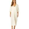 Women's Double V Neck Kaftan Cover Up(Womens Double V Neck Kaftan Cover Up) -Simply Bikini Store CU7995 GARDENIA 1514