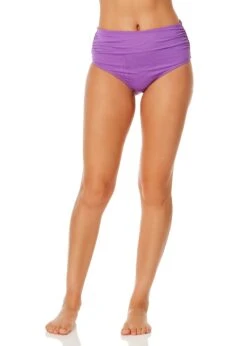 Women's Live In Color Convertible High Waist Shirred Swim Bottom(Womens Live In Color Convertible High Waist Shirred Swim Bottom 10) -Simply Bikini Store MYMB36001 PUHR 1362