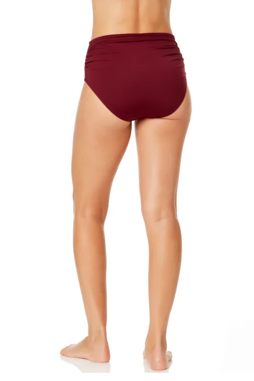 Women's Live In Color Convertible High Waist Shirred Swim Bottom(Womens Live In Color Convertible High Waist Shirred Swim Bottom 4) -Simply Bikini Store MYMB36001 WINE 936 6