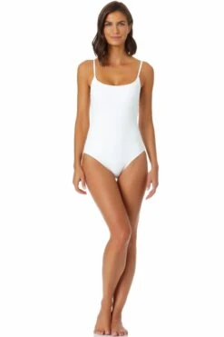 Women's Live In Color Classic Lingerie Maillot One Piece Swimsuit(Anne Cole Classic Lingerie Maillot One Piece Swimsuit) -Simply Bikini Store MYMO00101 WHT 2268
