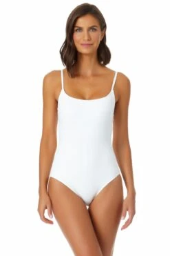 Women's Live In Color Classic Lingerie Maillot One Piece Swimsuit(Anne Cole Classic Lingerie Maillot One Piece Swimsuit) -Simply Bikini Store MYMO00101 WHT 2268 2