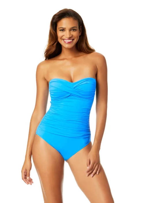 Women's Live In Color Twist Front Shirred One Piece Swimsuit(Womens Live In Color Twist Front Shirred One Piece Swimsuit 23)