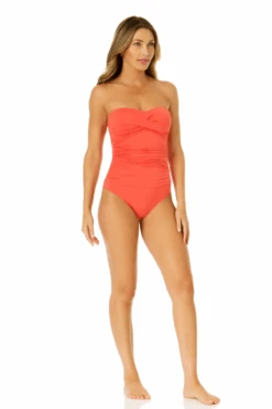 Women's Live In Color Twist Front Shirred One Piece Swimsuit(Womens Live In Color Twist Front Shirred One Piece Swimsuit) -Simply Bikini Store MYMO00501 CRKS 2860 3