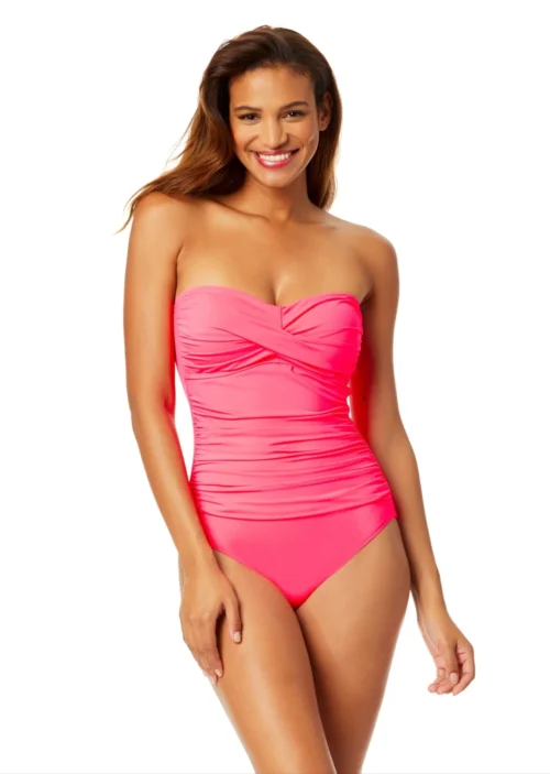 Women's Live In Color Twist Front Shirred One Piece Swimsuit(Womens Live In Color Twist Front Shirred One Piece Swimsuit 21)