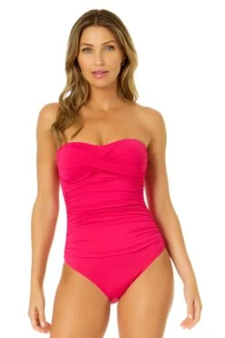 Women's Live In Color Twist Front Shirred One Piece Swimsuit(Womens Live In Color Twist Front Shirred One Piece Swimsuit 2)