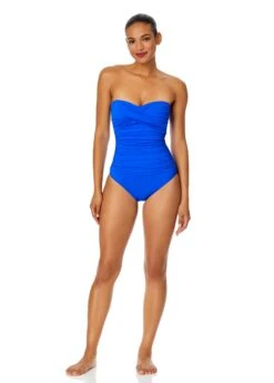 Women's Live In Color Twist Front Shirred One Piece Swimsuit(Womens Live In Color Twist Front Shirred One Piece Swimsuit 15) -Simply Bikini Store MYMO00501 ROY Royal Blue 596