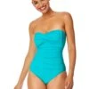Women's Live In Color Twist Front Shirred One Piece Swimsuit(Womens Live In Color Twist Front Shirred One Piece Swimsuit 16) 2 Women's Live In Color Twist Front Shirred One Piece Swimsuit(Womens Live In Color Twist Front Shirred One Piece Swimsuit 16) -Simply Bikini Store MYMO00501 SEGR SeafoamGreen 657 FRONT