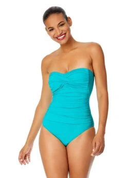 Women's Live In Color Twist Front Shirred One Piece Swimsuit(Womens Live In Color Twist Front Shirred One Piece Swimsuit 16)