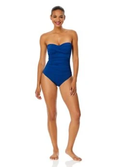 Women's Live In Color Twist Front Shirred One Piece Swimsuit(Womens Live In Color Twist Front Shirred One Piece Swimsuit 17) -Simply Bikini Store MYMO00501 SLB SlateBlue 538
