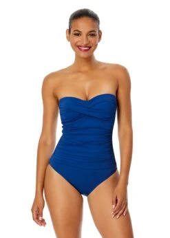 Women's Live In Color Twist Front Shirred One Piece Swimsuit(Womens Live In Color Twist Front Shirred One Piece Swimsuit 17)