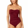Women's Live In Color Twist Front Shirred One Piece Swimsuit(Womens Live In Color Twist Front Shirred One Piece Swimsuit 5) -Simply Bikini Store MYMO00501 WINE 710 5