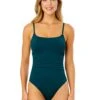 Women's Live In Color Shirred Lingerie Maillot One Piece(Womens Live In Color Shirred Lingerie Maillot One Piece 6) -Simply Bikini Store MYMO05701 HUNTR HunterGreen 2143 FRONT