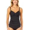 Women's Live In Color Hidden Underwire Drape Front Tankini Swim Top(Womens Live In Color Hidden Underwire Drape Front Tankini Swim Top) -Simply Bikini Store MYMT23301 BLK Black Noire MYMB36001 BLK 1260 FRONT scaled
