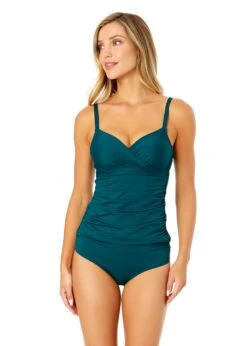 Women's Live In Color Twist Front Underwire Tankini Swim Top(Womens Live In Color Twist Front Underwire Tankini Swim Top 5)