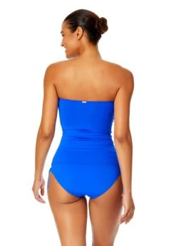 Women's Live In Color Twist Front Bandeaukini Swim Top(Womens Live In Color Twist Front Bandeaukini Swim Top 14) -Simply Bikini Store MYMT25001ROY RoyalBlueMYMB30001 ROY 1694 BACK