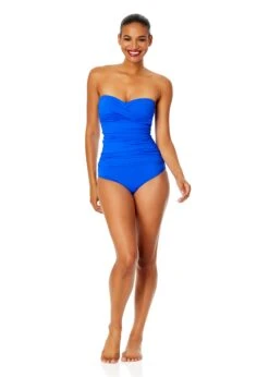 Women's Live In Color Twist Front Bandeaukini Swim Top(Womens Live In Color Twist Front Bandeaukini Swim Top 14) -Simply Bikini Store MYMT25001ROY RoyalBlueMYMB36001 ROY 16622