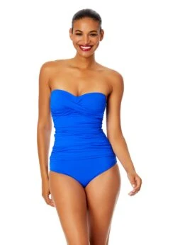 Women's Live In Color Twist Front Bandeaukini Swim Top(Womens Live In Color Twist Front Bandeaukini Swim Top 14)