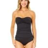 Women's Live In Color Twist Front Bandeaukini Swim Top(Anne Cole Twist Front Bandeaukini Swim Top 1) -Simply Bikini Store MYMT25001 BLK NoireBlack MYMB36001 BLK 1078 FRONT