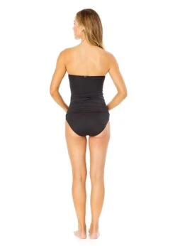 Women's Live In Color Twist Front Bandeaukini Swim Top(Anne Cole Twist Front Bandeaukini Swim Top 1) -Simply Bikini Store MYMT25001 BLK NoireBlack MYMB36001 BLK 1093