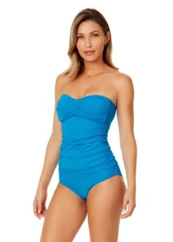 Women's Live In Color Twist Front Bandeaukini Swim Top(Womens Live In Color Twist Front Bandeaukini Swim Top 8) -Simply Bikini Store MYMT25001 CRLN MYMB36001 CRLN 1082 FRONT