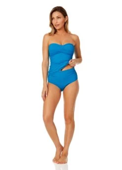 Women's Live In Color Twist Front Bandeaukini Swim Top(Womens Live In Color Twist Front Bandeaukini Swim Top 8) -Simply Bikini Store MYMT25001 CRLN MYMB36001 CRLN 1100