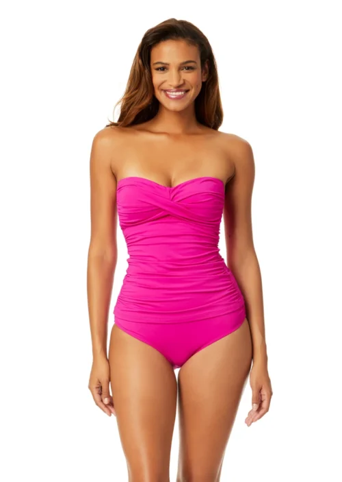 Women's Live In Color Twist Front Bandeaukini Swim Top(Womens Live In Color Twist Front Bandeaukini Swim Top 19)