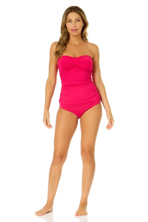 Women's Live In Color Twist Front Bandeaukini Swim Top(Womens Live In Color Twist Front Bandeaukini Swim Top 2) -Simply Bikini Store MYMT25001 MYMB36001 MAGE 1536