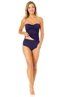Women's Live In Color Twist Front Bandeaukini Swim Top(Anne Cole Twist Front Bandeaukini Swim Top 1) -Simply Bikini Store MYMT25001 NAVY MYMB36001 NAVY 2026