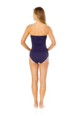 Women's Live In Color Twist Front Bandeaukini Swim Top(Anne Cole Twist Front Bandeaukini Swim Top 1) -Simply Bikini Store MYMT25001 NAVY MYMB36001 NAVY 2045