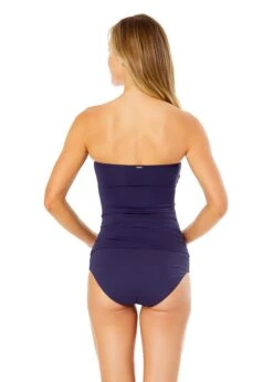 Women's Live In Color Twist Front Bandeaukini Swim Top(Anne Cole Twist Front Bandeaukini Swim Top 1) -Simply Bikini Store MYMT25001 NAVY MYMB36001 NAVY 2045 BACK