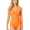 Women's Live In Color Twist Front Bandeaukini Swim Top(Womens Live In Color Twist Front Bandeaukini Swim Top 12) 2 Women's Live In Color Twist Front Bandeaukini Swim Top(Womens Live In Color Twist Front Bandeaukini Swim Top 12) -Simply Bikini Store MYMT25001 PEAC Peach MYMB36001 PEAC 390 FRONT