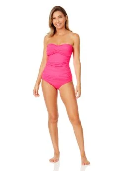 Women's Live In Color Twist Front Bandeaukini Swim Top(Womens Live In Color Twist Front Bandeaukini Swim Top 9) -Simply Bikini Store MYMT25001 PPCH MYMB36001 PPCH 467