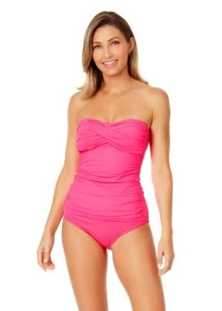Women's Live In Color Twist Front Bandeaukini Swim Top(Womens Live In Color Twist Front Bandeaukini Swim Top 9)
